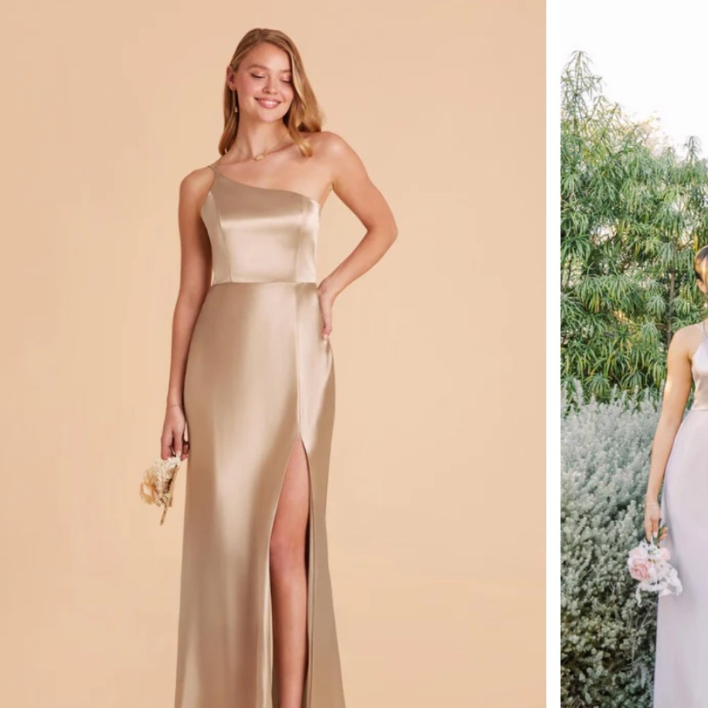 Birdie Grey One Shoulder Gold Bridesmaid Dress XS
